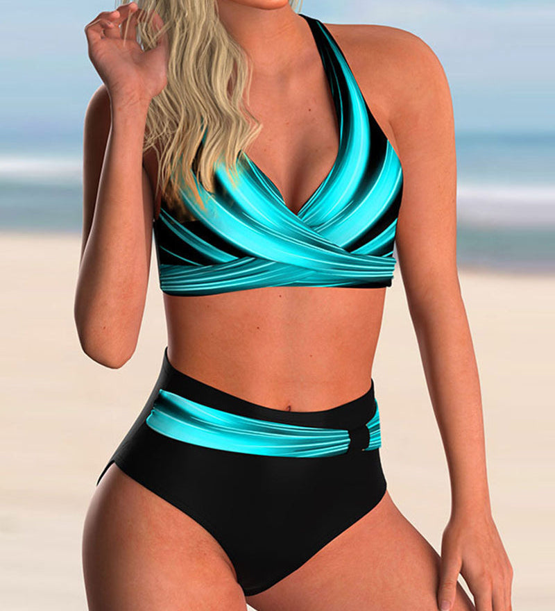 Liliana - Crisscross Halterneck Printed Bikini Set