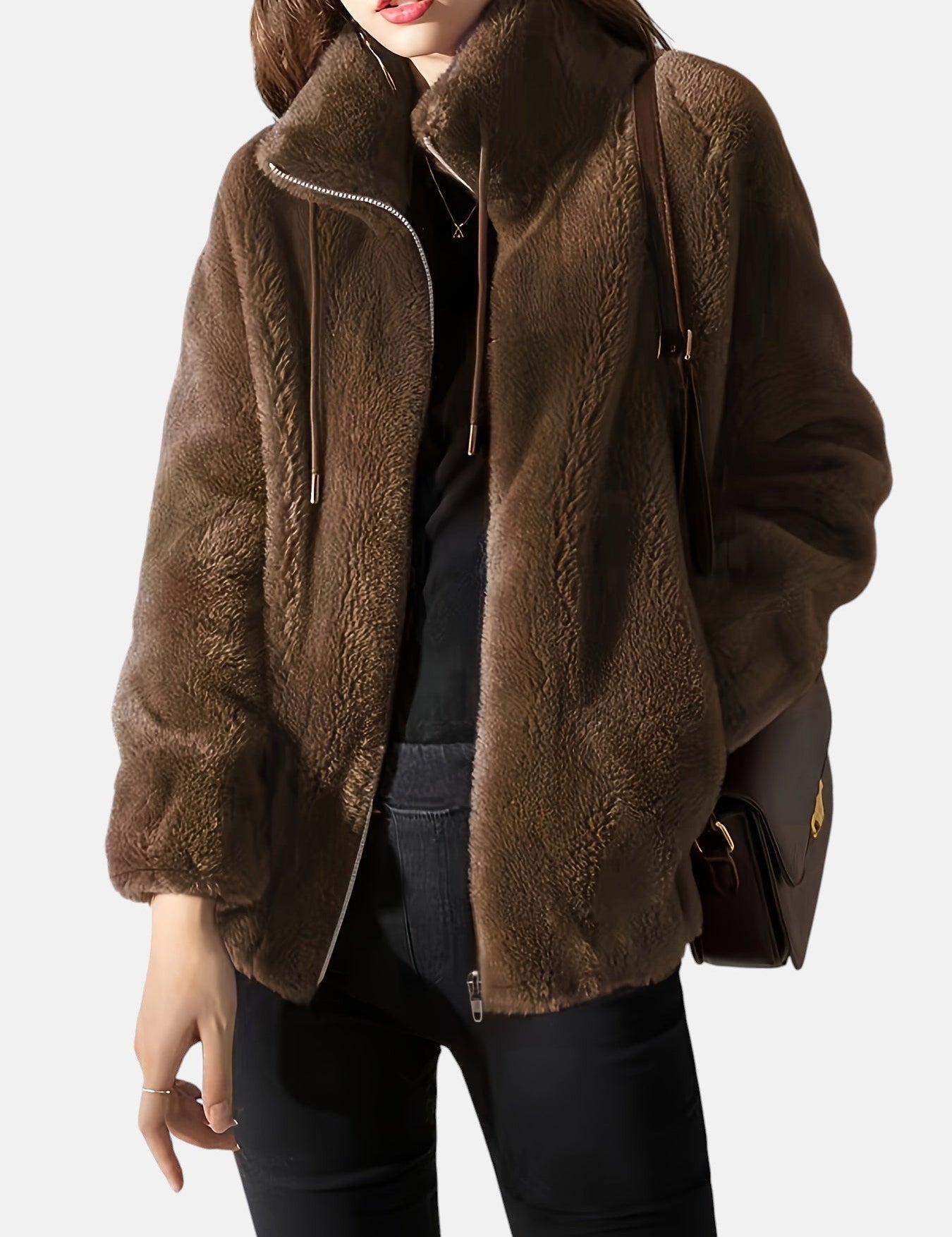 Alya – Chaqueta de pelo suave con cremallera