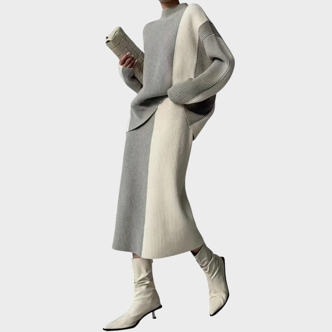 Pilar | Knit Skirt and Sweater Set
