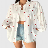 Rhiannon Blusa de Algodón Bordada con Corazones