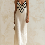 Marisa | Vestido Largo Chevron con Contraste