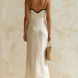 Marisa | Vestido Largo Chevron con Contraste
