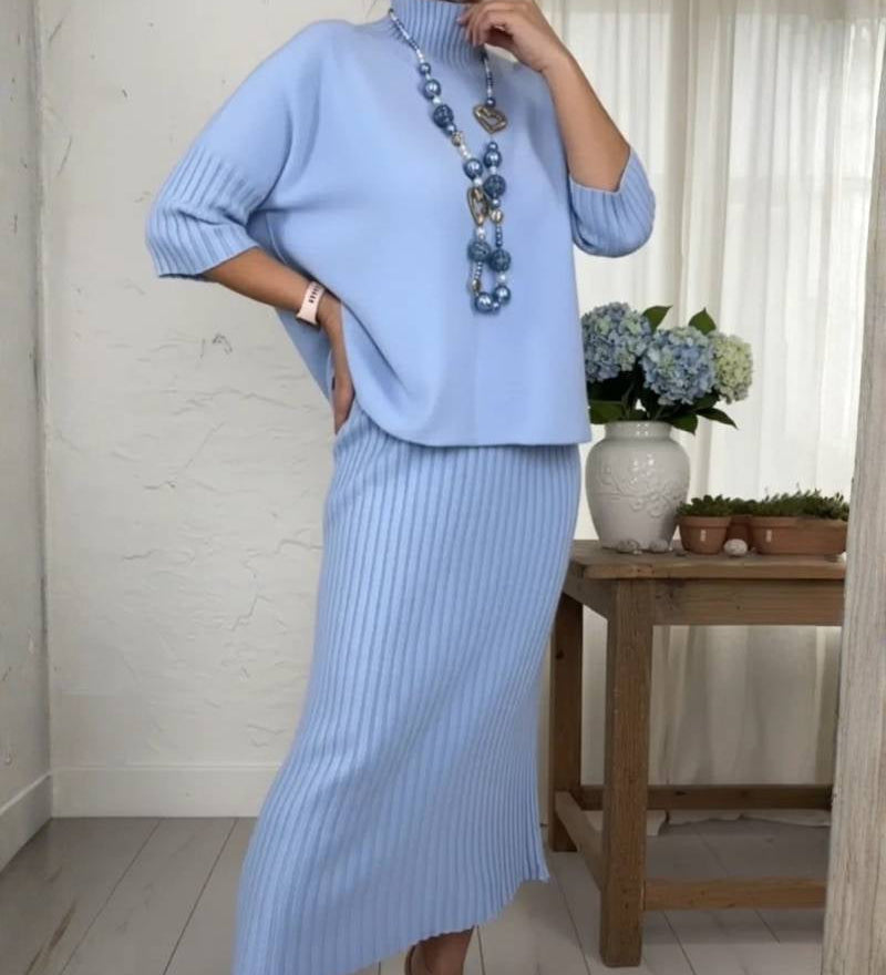 Deborah | Ribbed knit skirt set