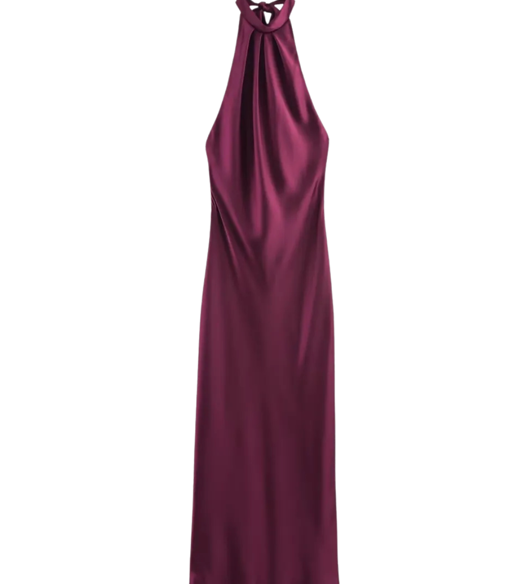 Vestido de Satén con Espalda Descubierta