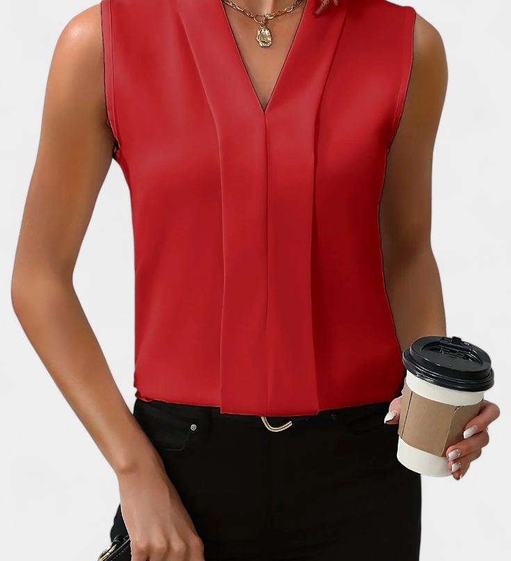 Nele Blusa Sin Mangas con Escote en V y Corte Fluido