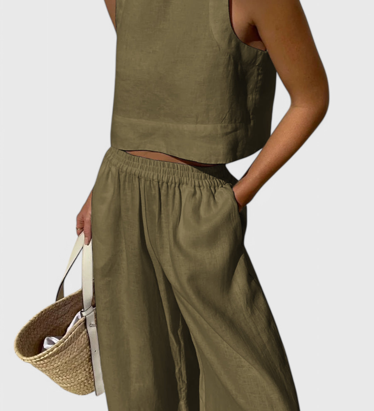 Avelina Minimalist Set in Lightweight Cotton and Linen