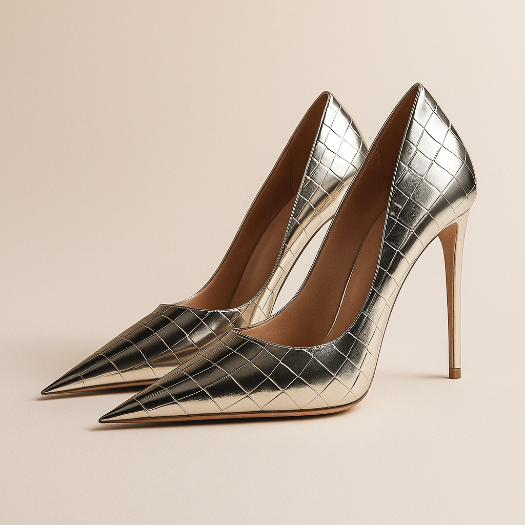 Noir Éclat™ – Tacones esculpidos de cocodrilo
