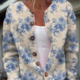 Cárdigan de Botones con Estampado Floral