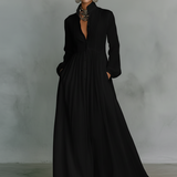 Patchwork Linen High-Neck Maxi Dress