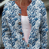 Cárdigan de Botones con Estampado Floral