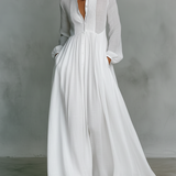 Patchwork Linen High-Neck Maxi Dress