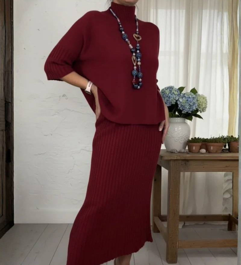 Deborah | Ribbed knit skirt set
