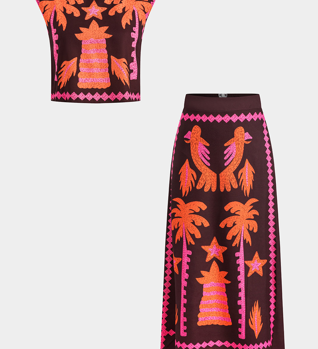 Sloan Conjunto de Top y Falda Recortada Coconut Palm