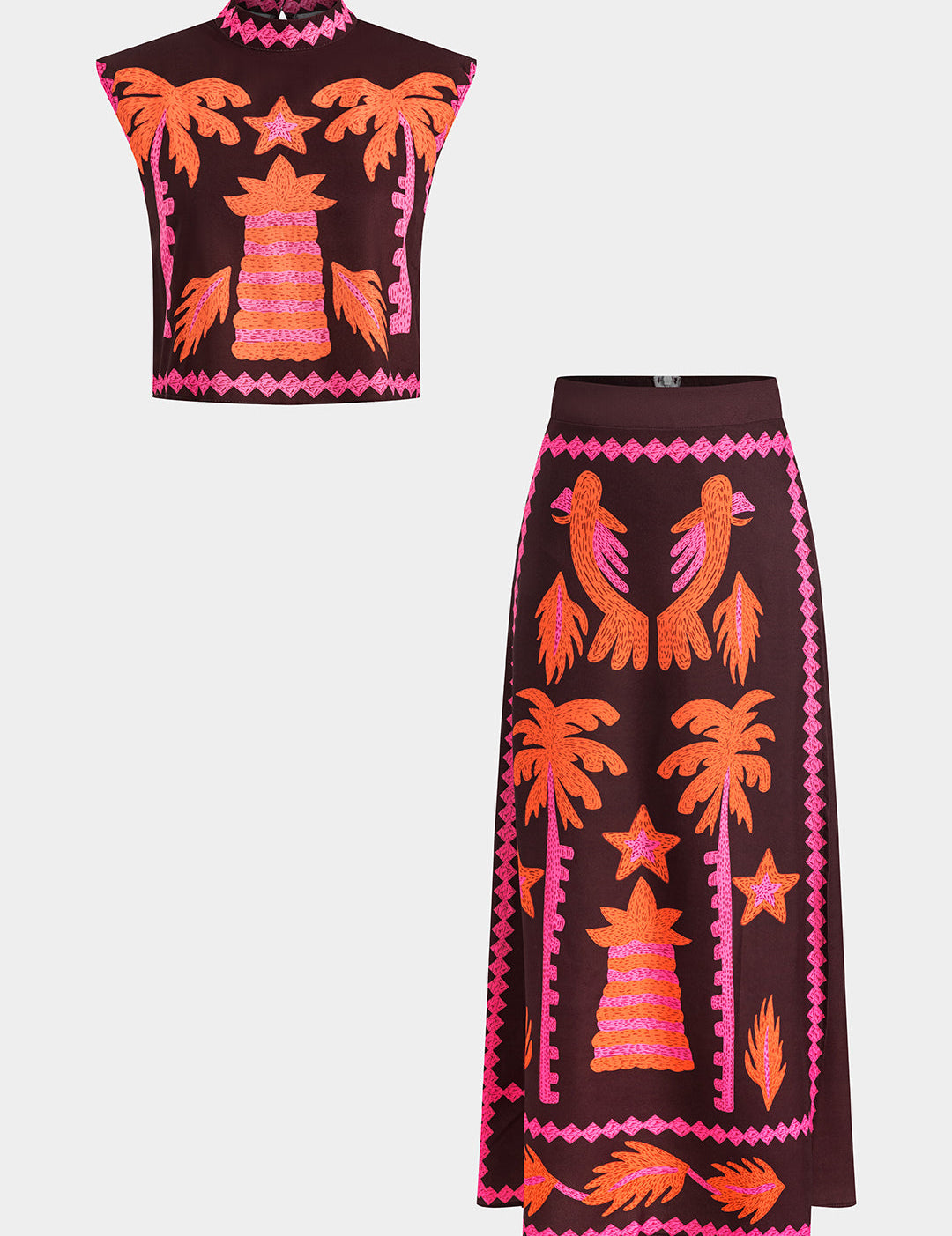Sloan Conjunto de Top y Falda Recortada Coconut Palm