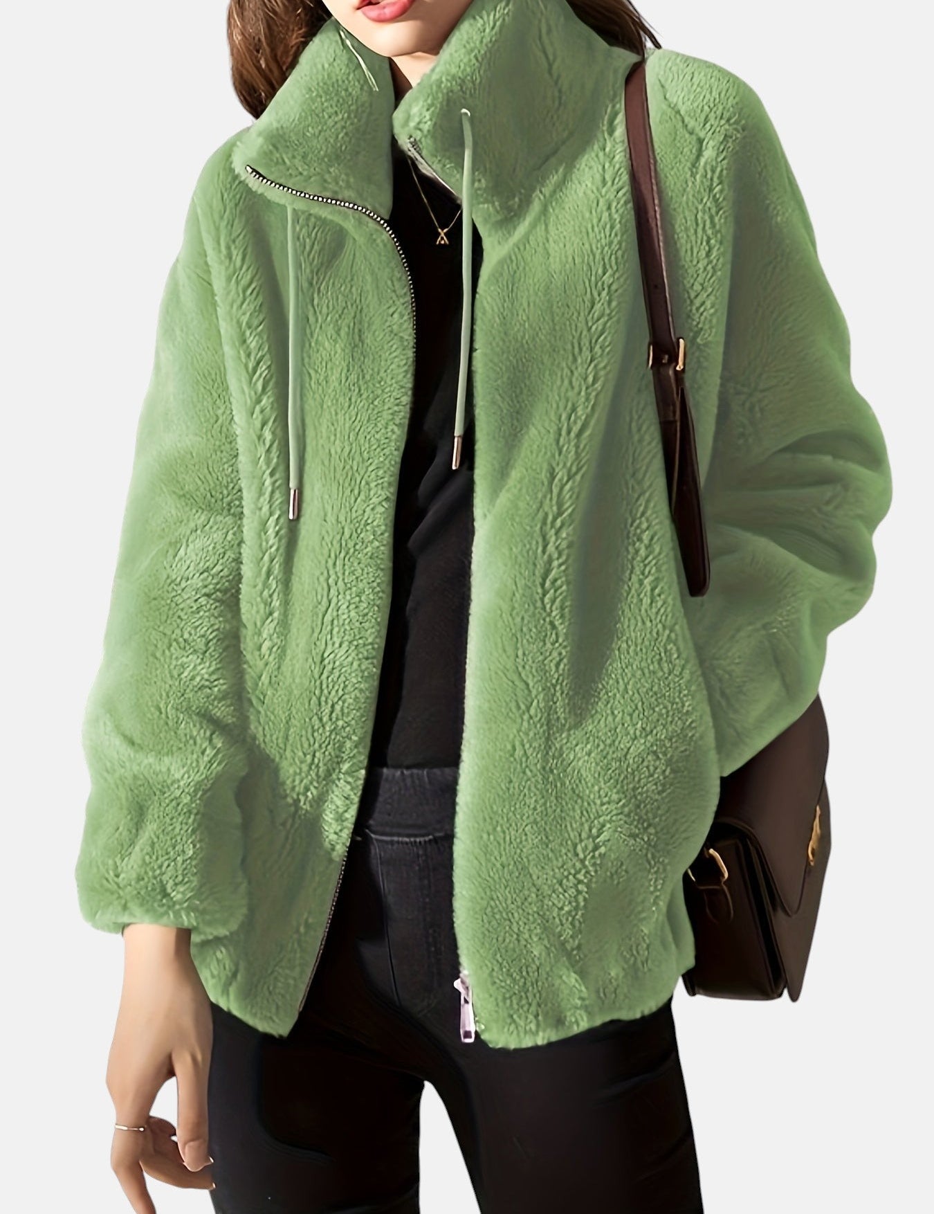 Alya – Chaqueta de pelo suave con cremallera