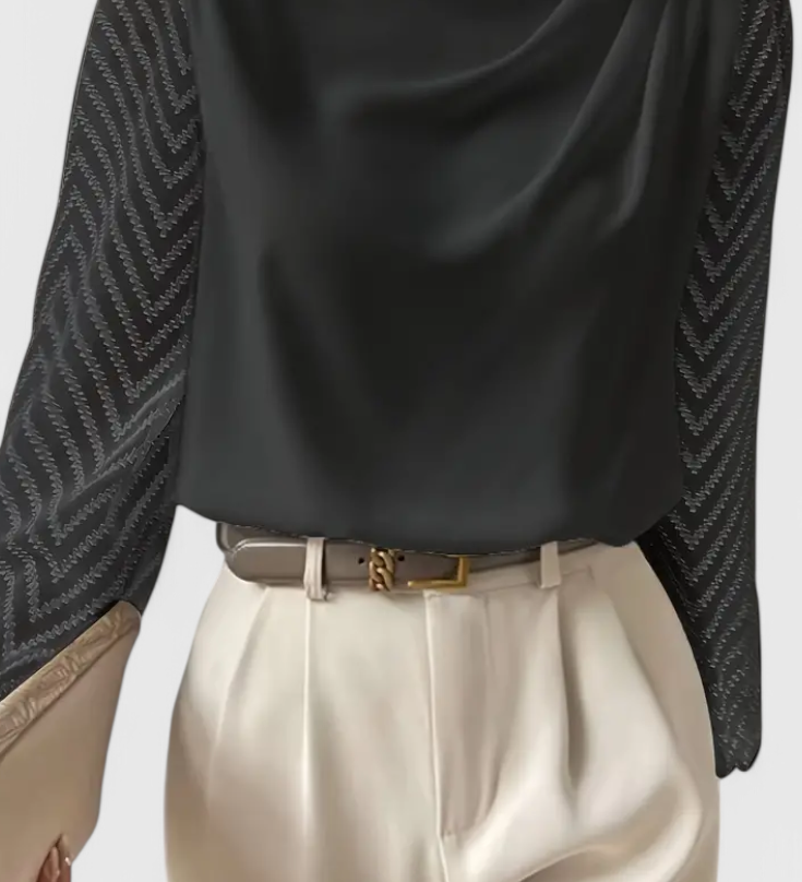 Zaraa Blusa Elegante de Manga Transparente