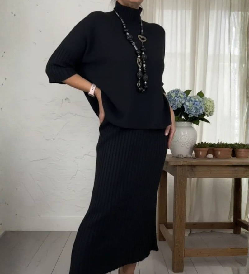 Deborah | Ribbed knit skirt set