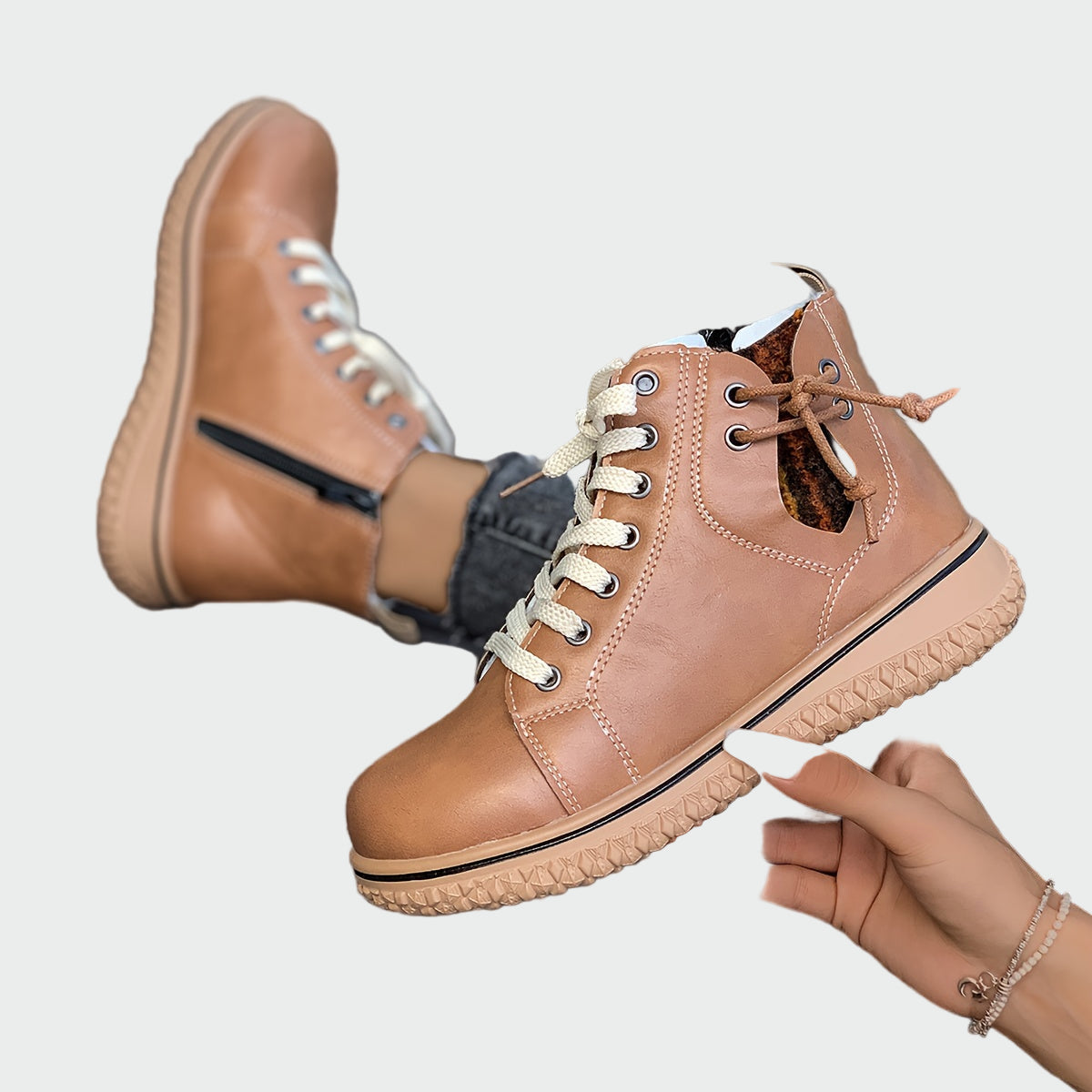 Inés - Modern Low-Cut Leather Orthopedic Boots