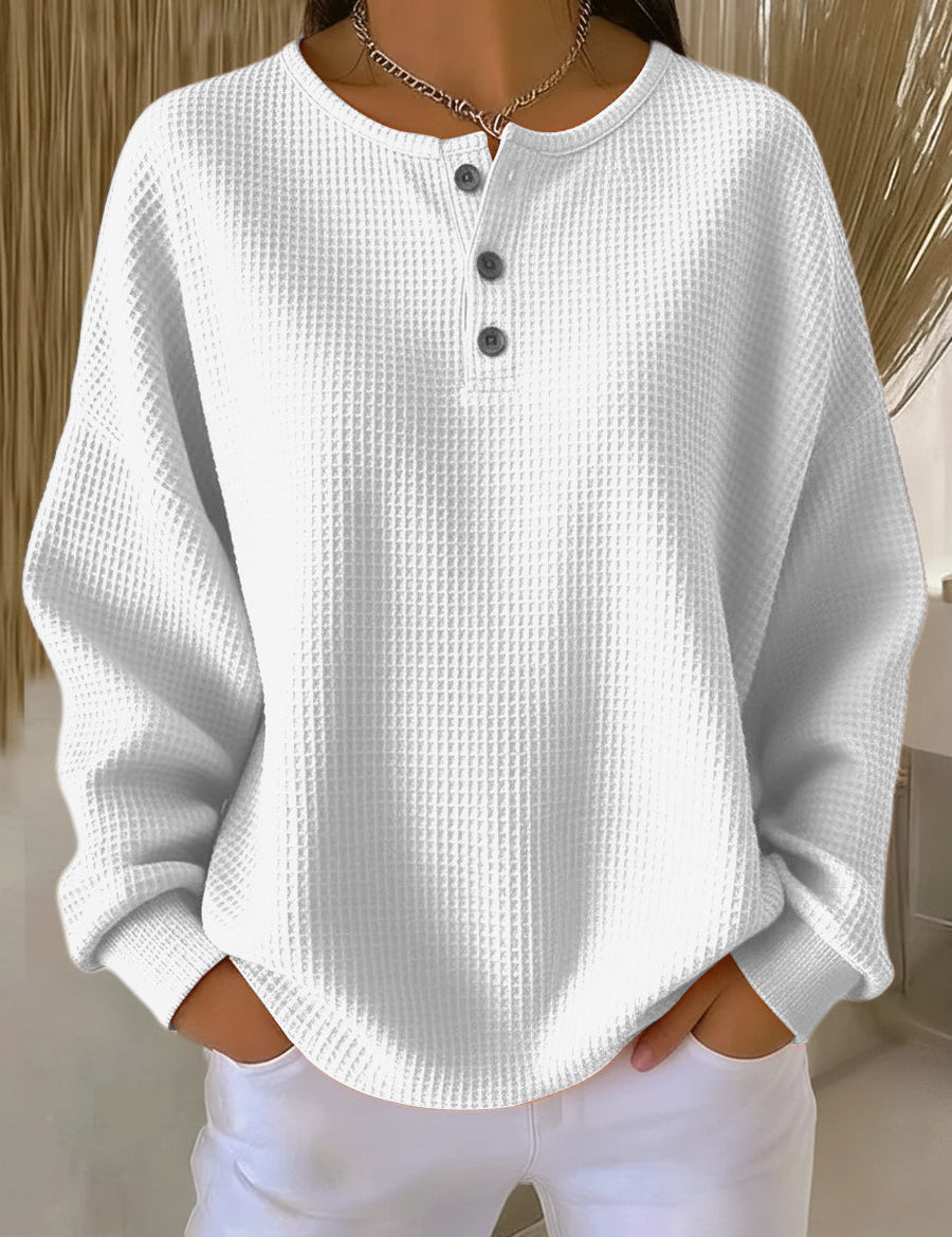 Mirabel™ | Sudadera Henley de Waffle Acogedora