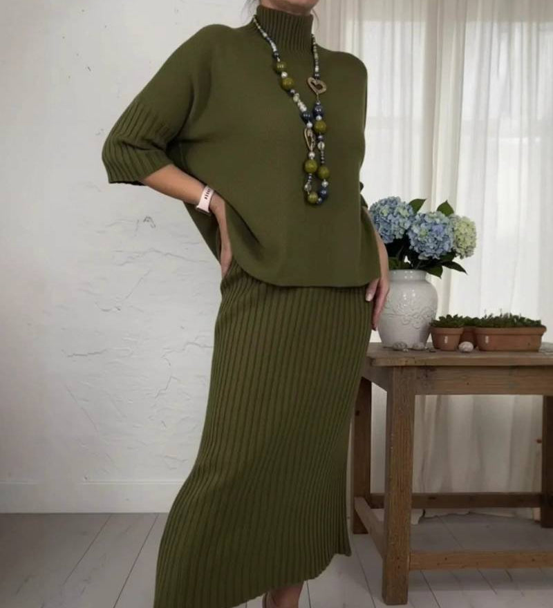 Deborah | Ribbed knit skirt set