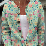 Cárdigan Abotonado con Estampado Floral