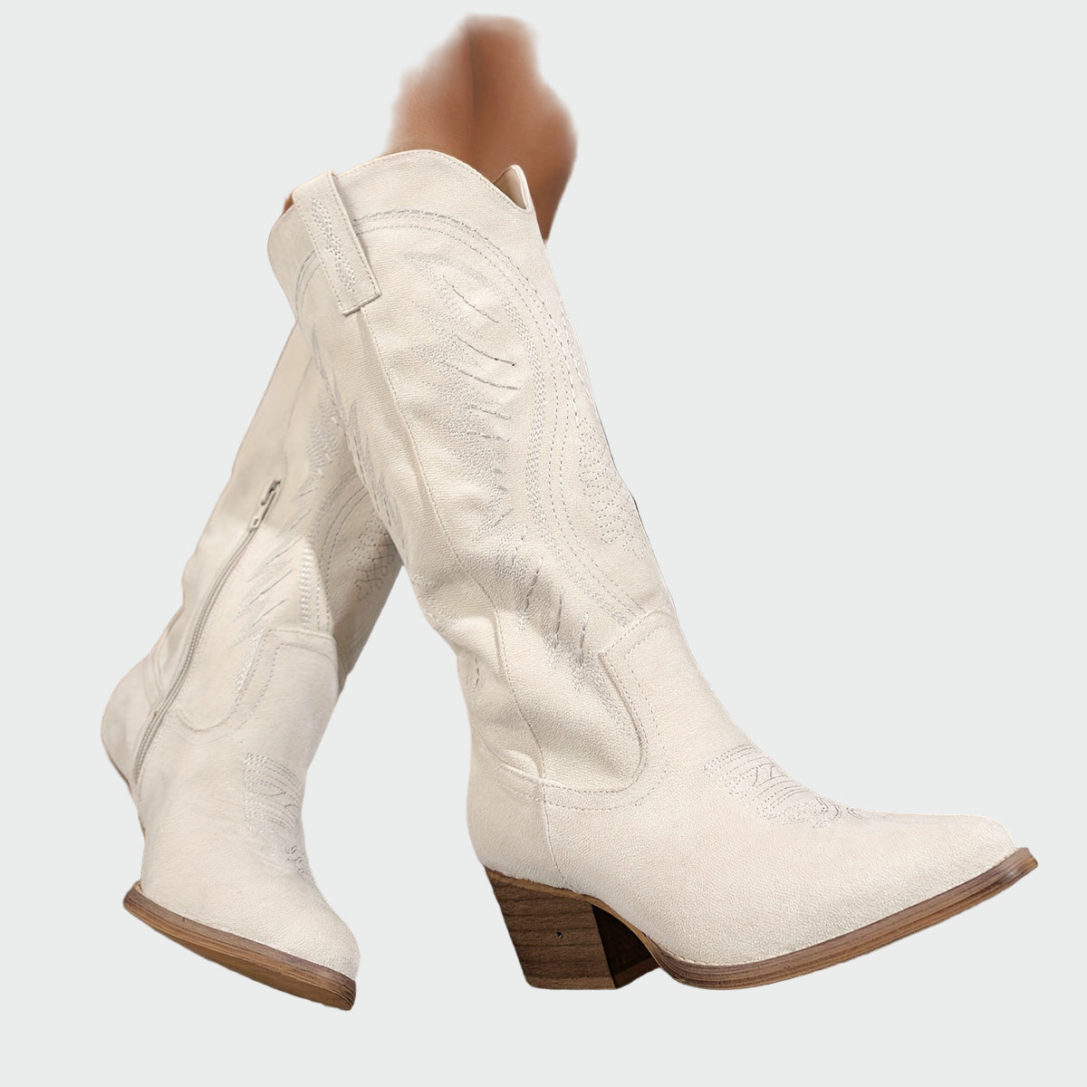 Elena - Trendy Brown Suede Embroidered Western Boots