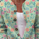 Cárdigan Abotonado con Estampado Floral