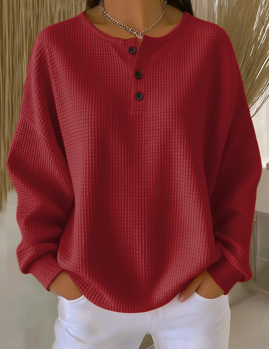 Mirabel™ | Sudadera Henley de Waffle Acogedora