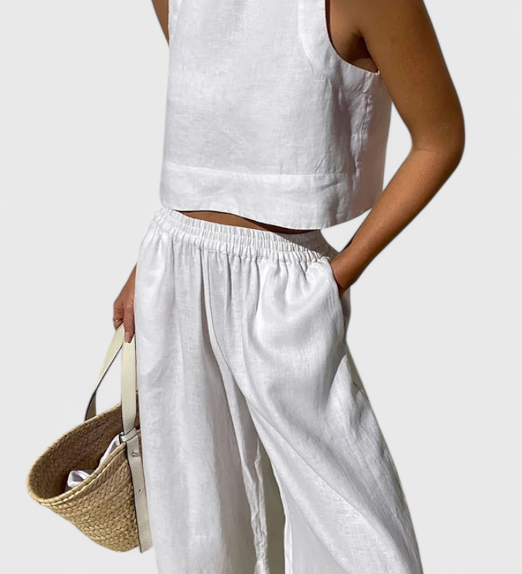 Avelina Minimalist Set in Lightweight Cotton and Linen