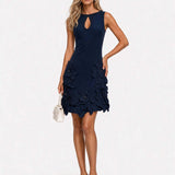 Vestido Mini Elegante Sin Mangas con Recorte