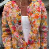 Cárdigan Casual de Punto con Estampado Floral