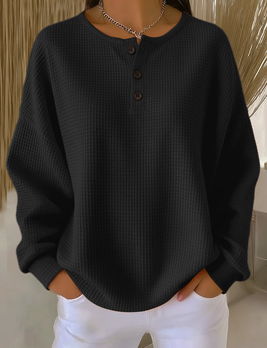 Mirabel™ | Sudadera Henley de Waffle Acogedora