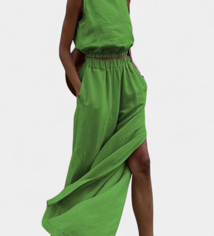 Portia Side Slit Cotton & Linen Set