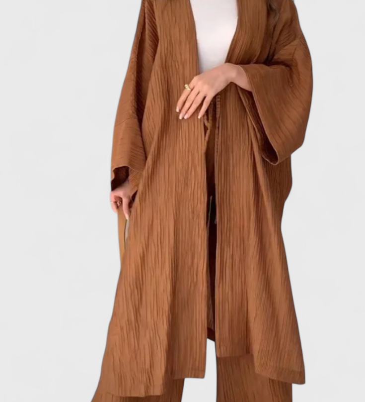Caspian Two-Piece Relaxed Set with Long Kimono