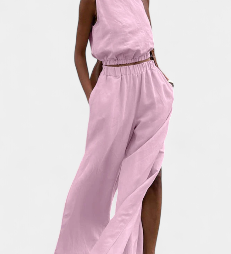 Portia Side Slit Cotton & Linen Set