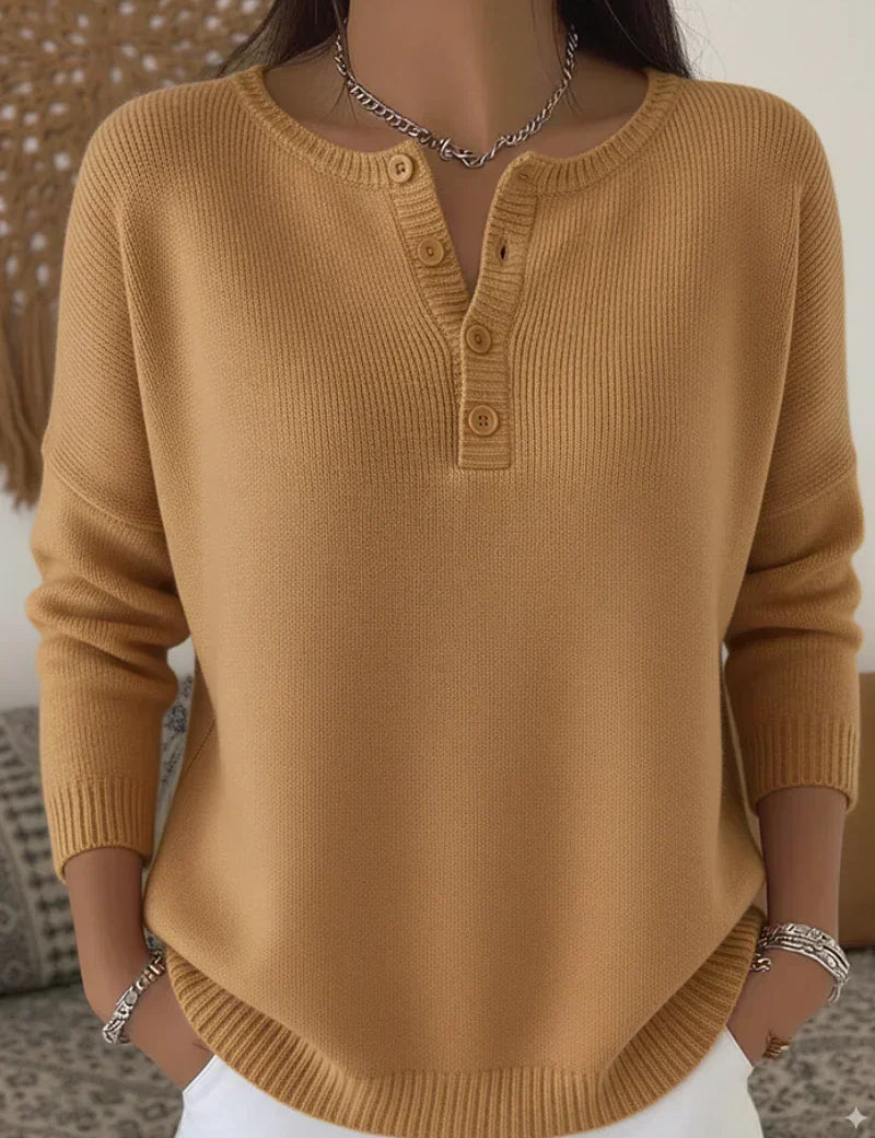 Helena™ | Suéter de punto Henley con botones