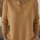 Helena™ | Suéter de punto Henley con botones
