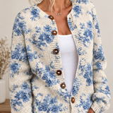 Cárdigan de Botones con Estampado Floral