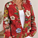 Cárdigan Botonado de Arte Floral Vintage