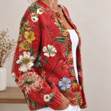Cárdigan Botonado de Arte Floral Vintage