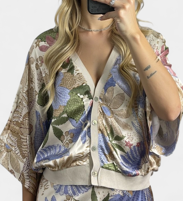 Shae Floral Soft Blouse and Fishtail Skirt Set