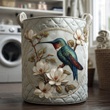 Cesto acolchado con colibrí y encaje floral