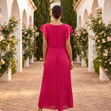 Seraphina | Elegante Vestido Maxi Plisado con Cintura Anudada