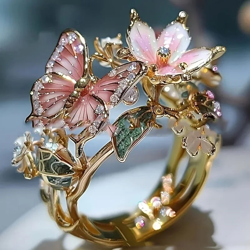 Pendiente Brillante Mariposa de la Naturaleza con Zirconio
