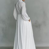 Patchwork Linen High-Neck Maxi Dress