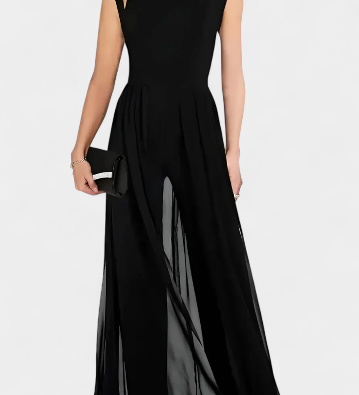 Nadia Mono Elegante sin Mangas con Transparencia Frontal