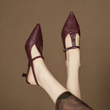 Tacones Altos de Cuero Noir Auténtico