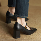 Elora Tacones Altos de Cuero Auténtico