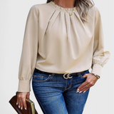 Dottie Top de Manga Larga con Cuello de Encaje