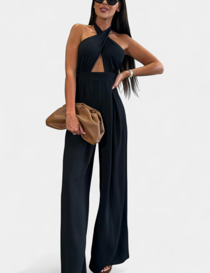 Jessica Mono Halter Cruzado sin Espalda y Pierna Ancha